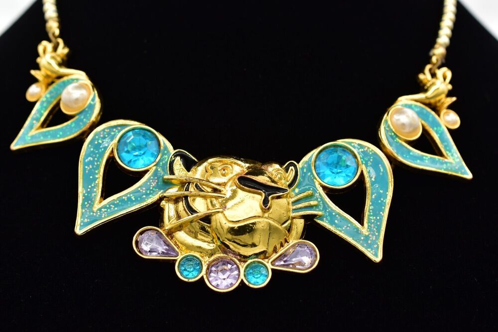 Disney Store London Necklace Princess Jasmine Aladdin Raja Crystal Gold BinBJ